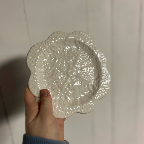 Vintage White Ceramic Cabbage Bowl and Saucer Bordallo Pineiro - Picture 4 of 8